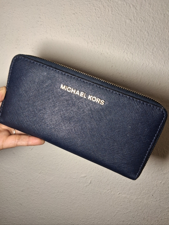 Michael Kors Handbags - Michael Kors Long Navy Blue Zipper Wallet